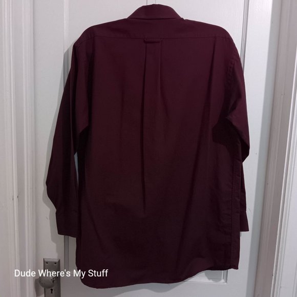 BILL BLASS BURGUNDY MEN'S LONG SLEEVE DRESS SHIRT - MEN'S SIZE 16.5 (32/22) - Picture 3 of 3